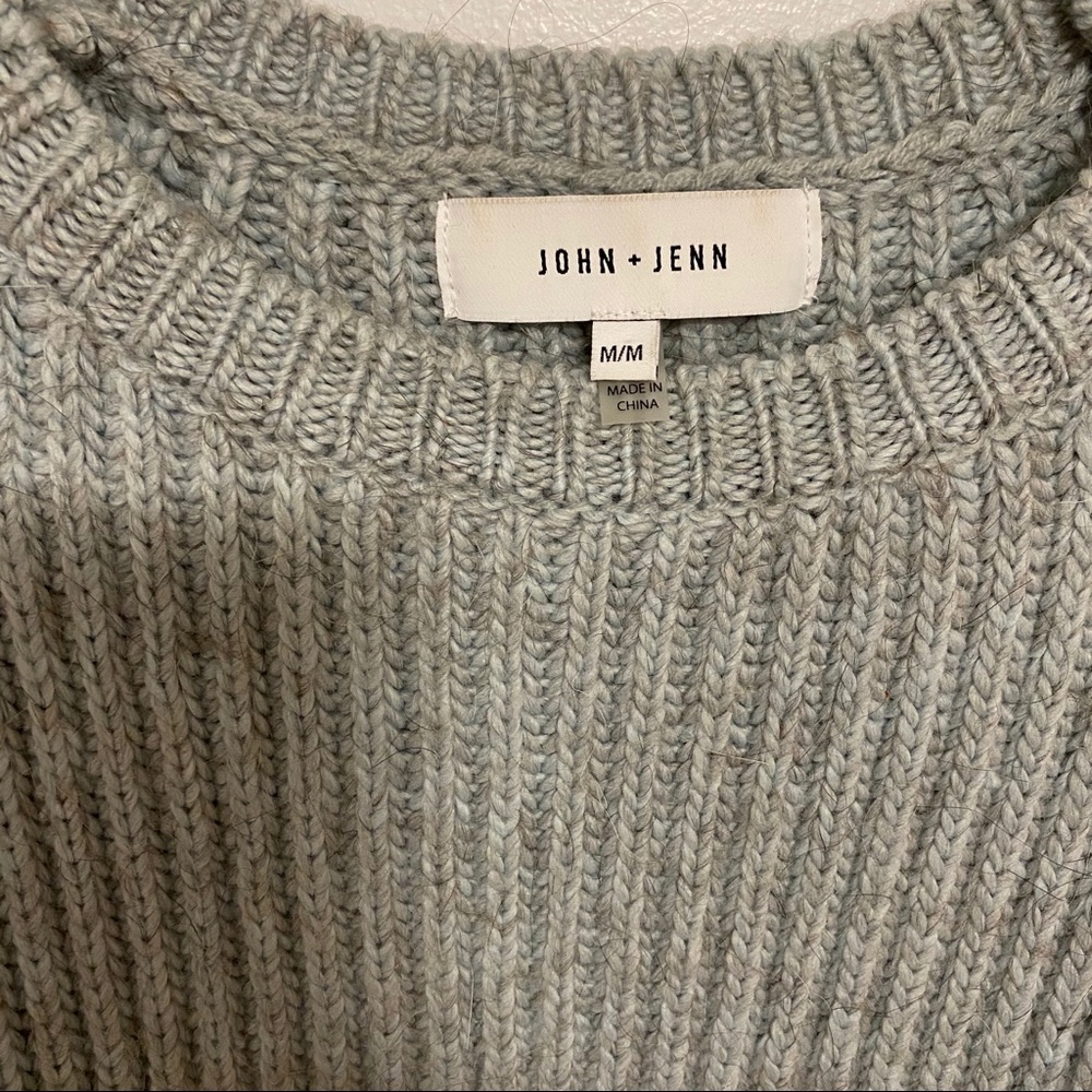 Anthropologie Blue Alpaca Sweater w bell sleeve M - Picture 4 of 7
